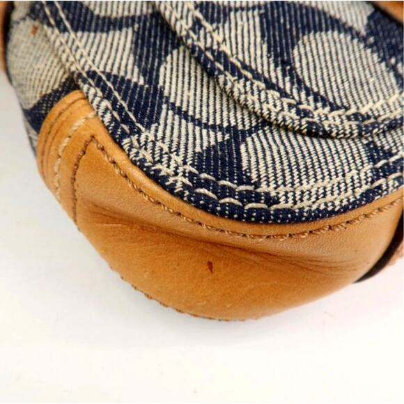 💎✨BEAUTIFUL✨💎Authentic COACH Leather Canvas Hand Bag Shoulder bag Navy - Picture 5 of 7